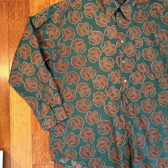VINTAGE | Time Pieces unisex green floral button down size XL - Picture 2 of 5
